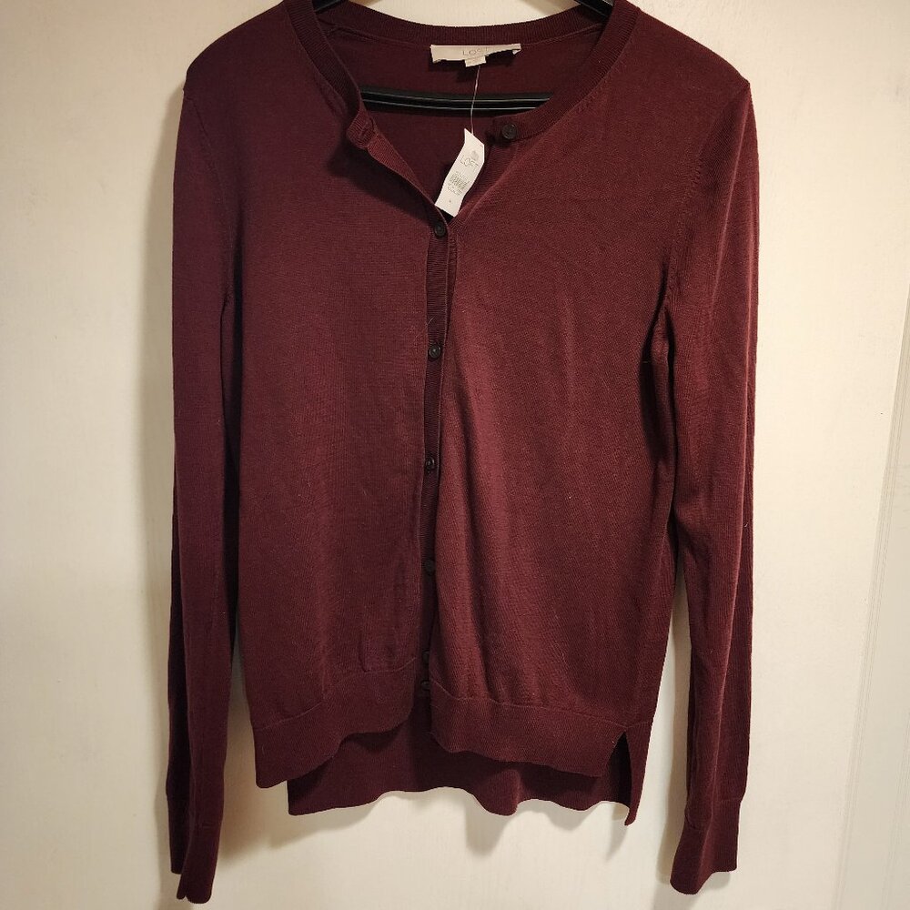 Ann Taylor Loft Ann Cardigan Burgundy Medium